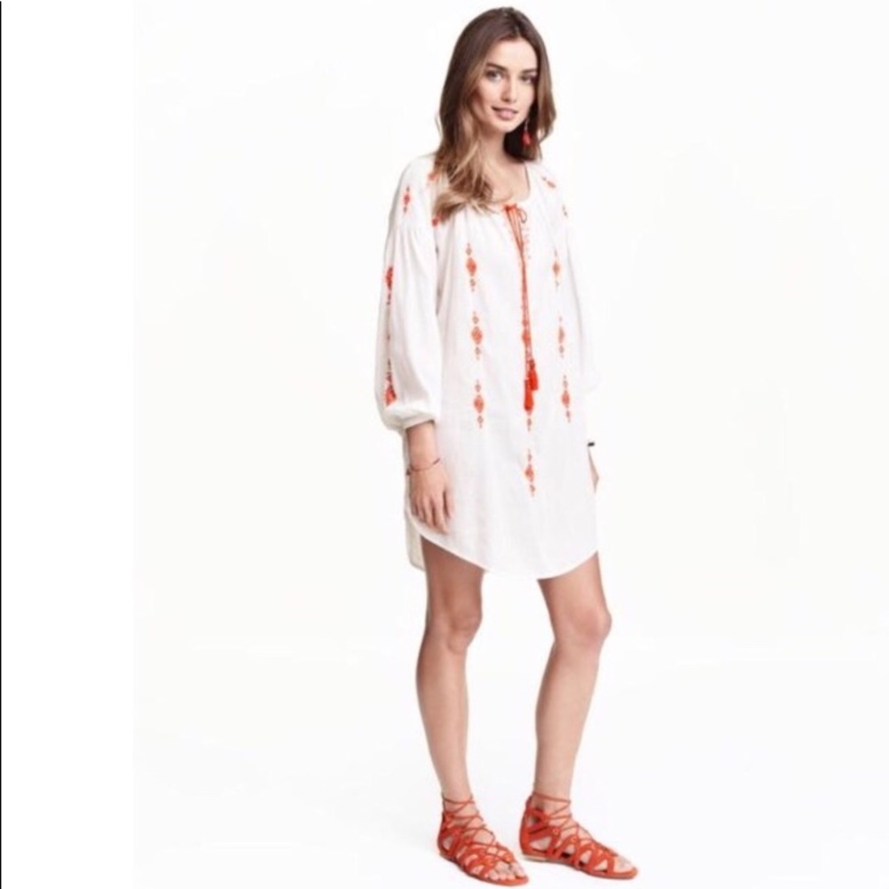 H&M Embroidered Tunic Lightweight Cover-up Dress 6